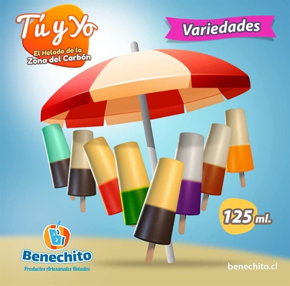 Variedades de paletas Tú y Yo Benechito, 125 ml